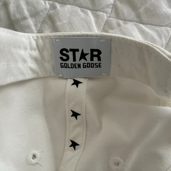 Golden Goose White Cream Adjustable Baseball Hat Cap With Star NWOT - Picture 12 of 16
